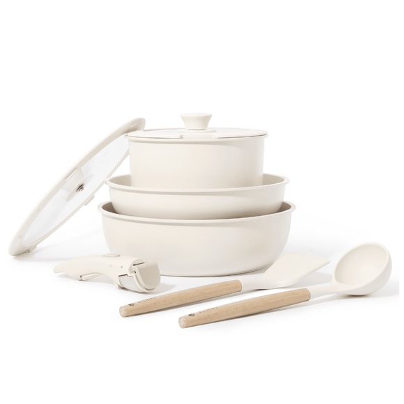 New-8-Pc Carote Granite Nonstick/non-toxic nesting Cook Set w/ Detachable Handle